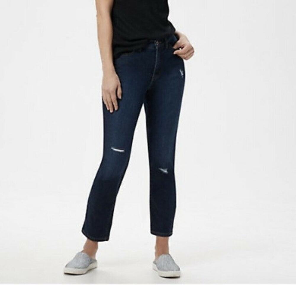 Denim & Co Studio Womens Ankle Jeans Sz 2 Dark Indigo Blue Classic Denim NWOT